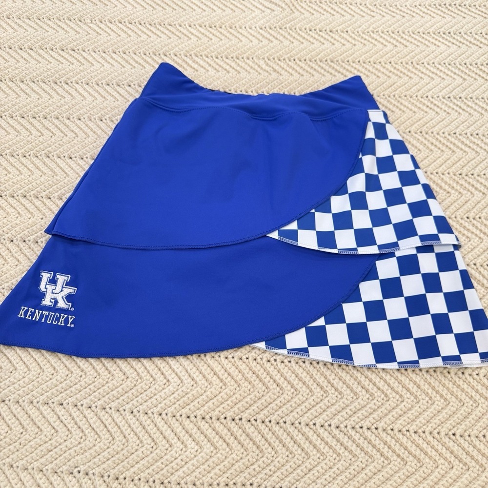 University of Kentucky Skort Bend Size S Blue Layered Checkered Collegiate